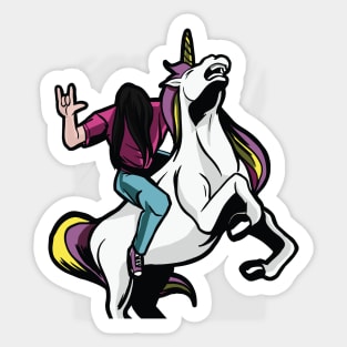 Metalhead Riding Unicorn Sticker